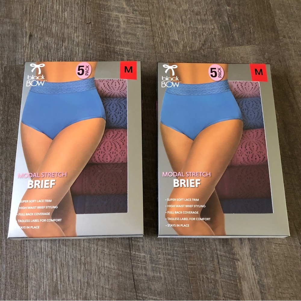 New！2 boxes Black Bow Ladies' High Waist Brief  Size M